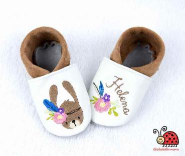 Krabbelschuhe "Boho-Hase"